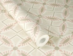 Vliesová tapeta retro - kachličky, květy, geometrická - růžová, béžová 410273 / Tapety na zeď Beachhouse (0,53 x 10,05 m) Rasch