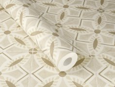 Vliesová tapeta retro - kachličky, květy, geometrická - krémová, béžová 410266 / Tapety na zeď Beachhouse (0,53 x 10,05 m) Rasch