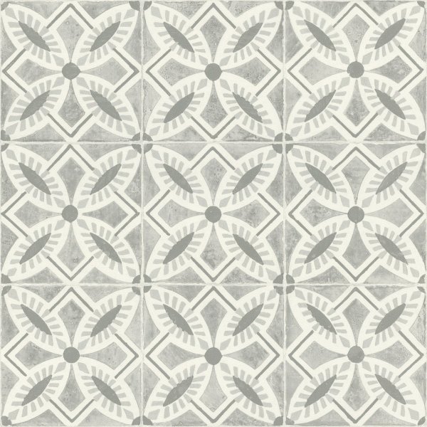 Vliesová tapeta retro - kachličky, květy, geometrická - šedá 410259 / Tapety na zeď Beachhouse (0,53 x 10,05 m) Rasch