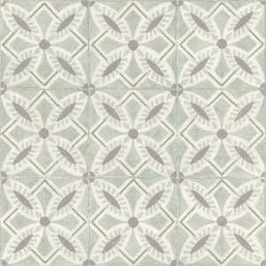 Vliesová tapeta retro - kachličky, květy, geometrická - zelená, šedá 410242 / Tapety na zeď Beachhouse (0,53 x 10,05 m) Rasch