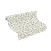 Vliesová tapeta retro - kachličky, květy, geometrická - zelená, šedá 410242 / Tapety na zeď Beachhouse (0,53 x 10,05 m) Rasch