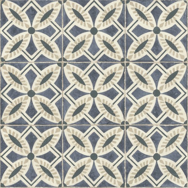 Vliesová tapeta retro - kachličky, květy, geometrická - modrá 410235 / Tapety na zeď Beachhouse (0,53 x 10,05 m) Rasch