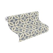 Vliesová tapeta retro - kachličky, květy, geometrická - modrá 410235 / Tapety na zeď Beachhouse (0,53 x 10,05 m) Rasch