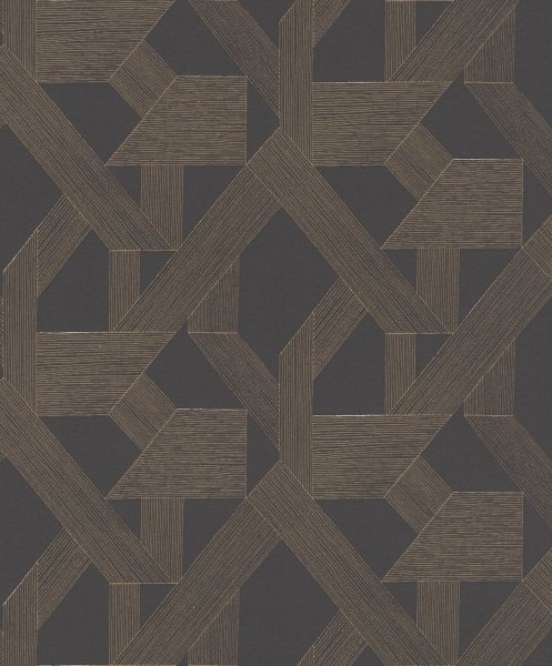 Vliesová tapeta geometrická - černá, zlatá 600445 / Tapety na zeď Schöner Wohnen CL (0,53 x 10,05 m) Rasch