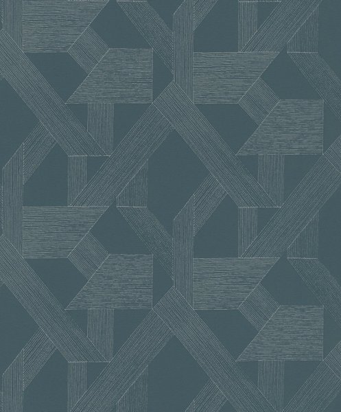 Vliesová tapeta geometrická - modrá, stříbrná 600414 / Tapety na zeď Schöner Wohnen CL (0,53 x 10,05 m) Rasch