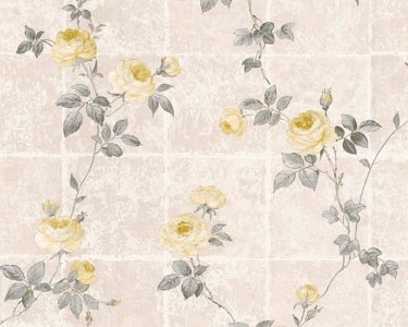 Vliesová tapeta zámecká 34501-3 žluté šedé květy / Tapety na zeď 345013 Chateau 5 (0,53 x 10,05 m) A.S.Création