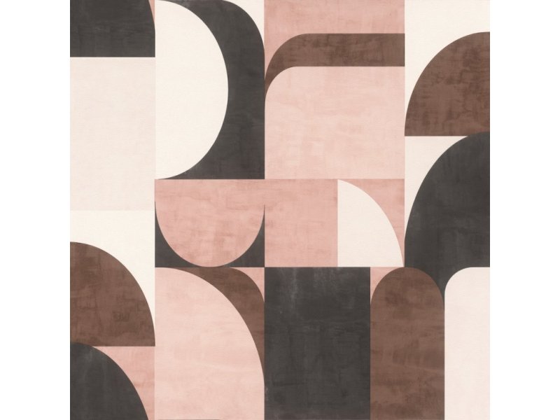 Vliesová tapeta geometrická - růžová, hnědá, černá 866551 / Tapety na zeď Symphony (0,53 x 10,05 m) Rasch