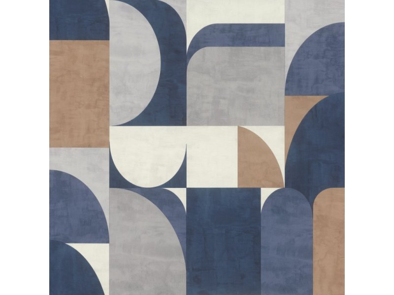 Vliesová tapeta geometrická - modrá, hnědá, šedá 866544 / Tapety na zeď Symphony (0,53 x 10,05 m) Rasch