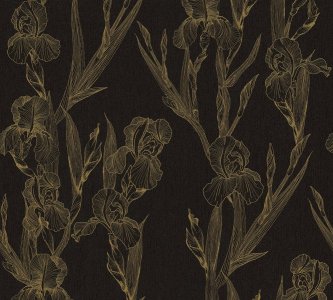 Vliesová tapeta květinový vzor, černá, žlutá barva 375263 / Tapety na zeď 37526-3 Daniel Hechter 6 (0,53 x 10,05 m) A.S.Création