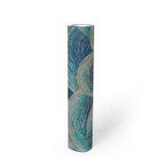 Luxusní vliesová tapeta vlny - modrá, tyrkysová, zelená, zlatá 4002391051 (0,53 x 10,05 m) A.S.Création