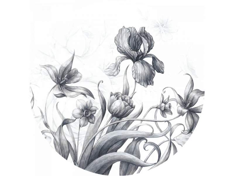 Samolepicí fototapeta Vintage květiny 140x140 cm CR3312 Vintage Flowers / kruhové samolepicí vliesové dekorace La Form (ø 140 cm) AG Design