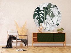 Samolepicí fototapeta Monstera, zelené listy 140x140 cm CR3323 Vector Leaves / kruhové samolepicí vliesové dekorace La Form (ø 140 cm) AG Design