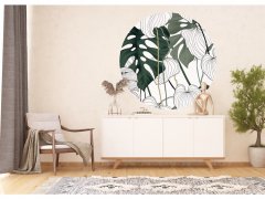 Samolepicí fototapeta Monstera, zelené listy 140x140 cm CR3323 Vector Leaves / kruhové samolepicí vliesové dekorace La Form (ø 140 cm) AG Design