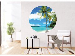 Samolepicí fototapeta Palmy na pláži 140x140 cm CR3305 Palms on Beach / kruhové samolepicí vliesové dekorace La Form (ø 140 cm) AG Design