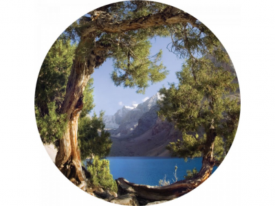Samolepicí fototapeta Výhled na jezero 140x140 cm CR3314 Lake View / kruhové samolepicí vliesové dekorace La Form (ø 140 cm) AG Design