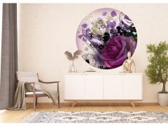 Samolepicí fototapeta Květinová koláž 140x140 cm CR3321 Flower Collage / kruhové samolepicí vliesové dekorace La Form (ø 140 cm) AG Design