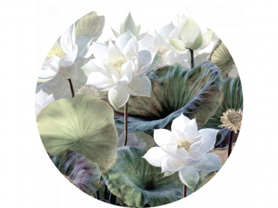 Samolepicí fototapeta Lotosový květ, Leknín 140x140 cm CR3334 Embossed Flowers / kruhové samolepicí vliesové dekorace La Form (ø 140 cm) AG Design