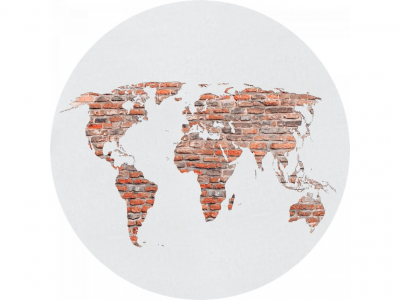 Samolepicí fototapeta Cihlová mapa světa 140x140 cm CR3330 Brick Worldmap / kruhové samolepicí vliesové dekorace La Form (ø 140 cm) AG Design