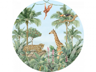 Samolepicí fototapeta Džungle 70x70 cm CR3227 Watercolor Jungle / kruhové samolepicí vliesové dekorace La Form (ø 70 cm) AG Design