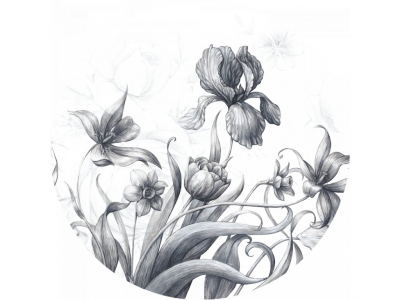 Samolepicí fototapeta Vintage květiny 70x70 cm CR3212 Vintage Flowers / kruhové samolepicí vliesové dekorace La Form (ø 70 cm) AG Design