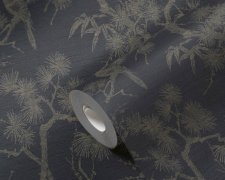 Vliesová tapeta přírodní motiv, metalický efekt - černá, šedá, metalická - vliesová tapeta od A.S.Création