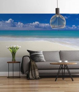 Papírová fototapeta Opuštěná pláž, moře, písek 368 x 127 cm Sunny Decor / fototapety na zeď Deserted Beach SD712 Komar