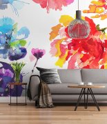 Osmidílná papírová fototapeta Vášeň, malované barevné květy z kolekce Sunny Decor výrobce Komar