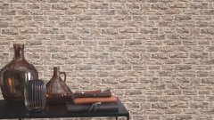 Vliesová tapeta béžovo-šedá cihla, kámen 498325 / Vliesové tapety na zeď Factory VI (0,53 x 10,05 m) Rasch