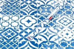 Samolepicí fólie retro modro-bílé kachličky 45 cm x 2 m 3460710 / samolepicí tapeta UNI Sage Green Matt 346-0710  d-c-fix