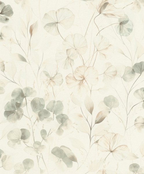 Vliesová tapeta rostlinný vzor, zelená (0,53 x 10,05 m) / Vliesové tapety na zeď Farm Living 709070 Rasch