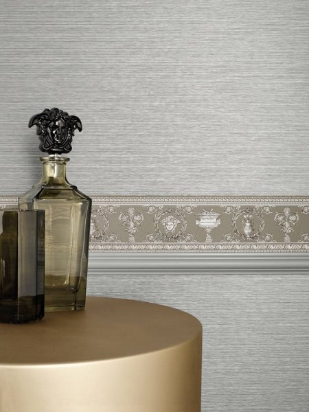 Luxusní vliesová bordura tapeta 34305-3 šedá, stříbrná / Bordury tapety na zeď 343053 Versace 3 (0,09 x 5 m) A.S.Création