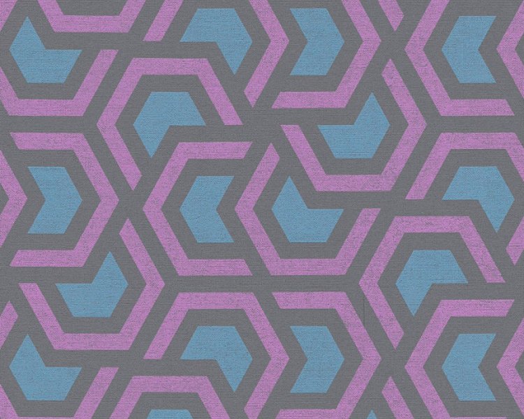Vliesová tapeta 36760-1 modrá, fialová grafická / Vliesové tapety na zeď 367601 Linen Style (0,53 x 10,05 m) A.S.Création