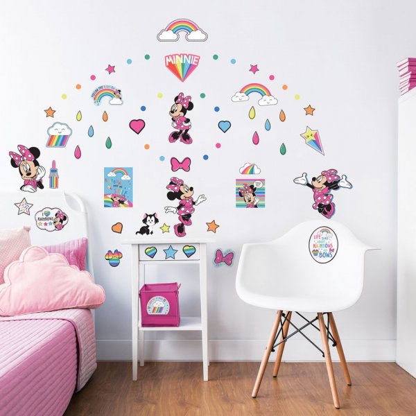 Samolepící dekorace pro děti Minnie Mouse 45538 / Dětské samolepky pro děti Walltastic (3 archy 34 x 46 cm)