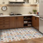 Samolepicí vinylové dlaždice na podlahu i stěnu – Vintage Mix (balení 0,36 m² - 4 ks - 30x30 cm) s ornamentálním vzorem v teplých pestrých barvách - HCS deco