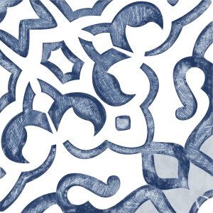 Samolepicí vinylové čtverce na podlahu i stěnu Modrý ornament – Ornament Blue (balení 4 ks - 20x20 cm) HCS deco