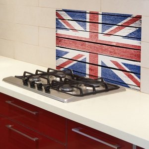 Samolepící panel dekorace Bellacasa na zeď britská vlajka 67217 / Žáruvzdorná samolepka do kuchyně za sporák Union Jack Crearreda (47 x 65 cm)