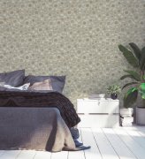 Moderní květinová vliesová tapeta do bytu béžová, šedá, krémová, vzor slunečnice 376852