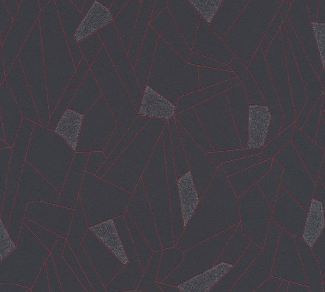 Moderní vliesová grafická tapeta černá, šedá, červená, metalická 376773 / Tapety na zeď 37677-3 New Life (0,53 x 10,05 m) A.S.Création