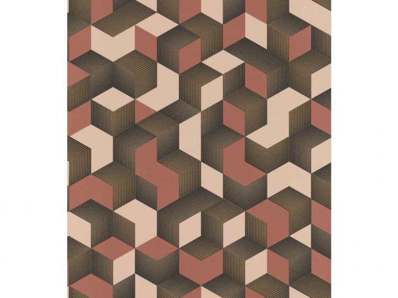 Vliesová 3D tapeta 403916 geometrická zlatá, růžová / Vliesové tapety na zeď Denzo (0,53 x 10,05 m) Rasch