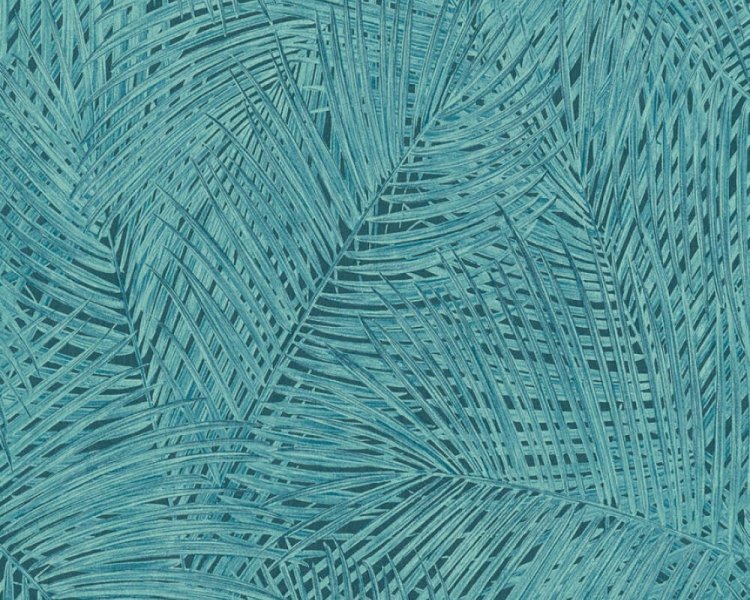 Vliesová tapeta 373716 tyrkysové palmové listy / Vliesové tapety na zeď 37371-6 Sumatra (0,53 x 10,05 m) A.S.Création