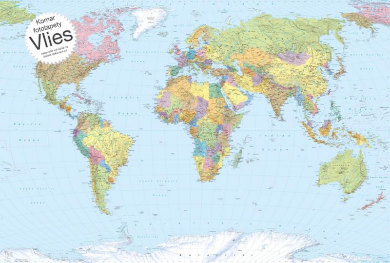 Vliesová fototapeta 4 dílná  Mapa světa XXL4-038 / Vliesové fototapety na zeď National Geographic World Map Komar (368 x 248 cm)