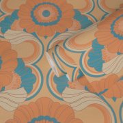 Vliesová tapeta retro, geometrická - oranžová, modrá 395302 / Tapety na zeď 39530-2 retro Chic (0,53 x 10,05 m) A.S.Création