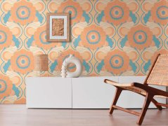 Vliesová tapeta retro, geometrická - oranžová, modrá 395302 / Tapety na zeď 39530-2 retro Chic (0,53 x 10,05 m) A.S.Création