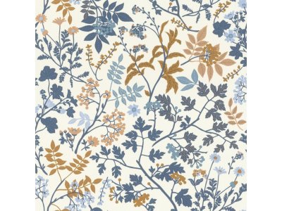 Vliesová tapeta rostlinný vzor - modrá, hnědá 868500 / Tapety na zeď Symphony (0,53 x 10,05 m) Rasch