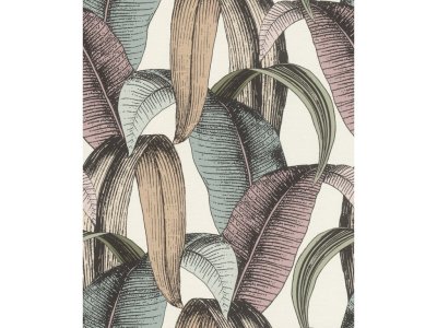 Vliesová tapeta barevné palmové, fíkusové listy  867961 / Tapety na zeď Symphony (0,53 x 10,05 m) Rasch