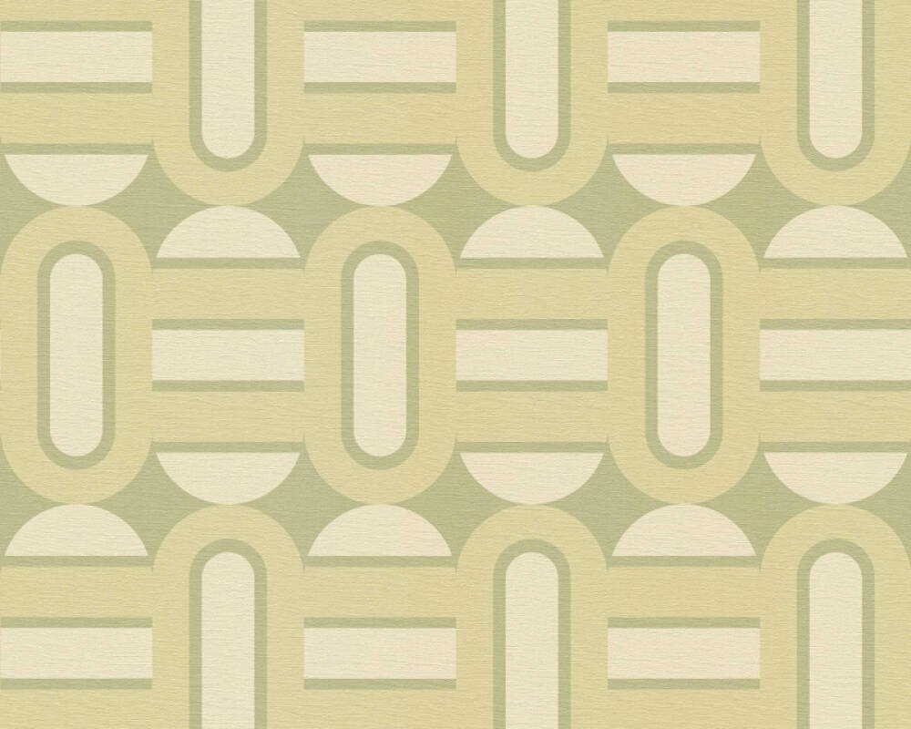 Vliesová tapeta retro, geometrická - zelená, krémová 395361 / Tapety na zeď 39536-1 Retro Chic (0,53 x 10,05 m) A.S.Création