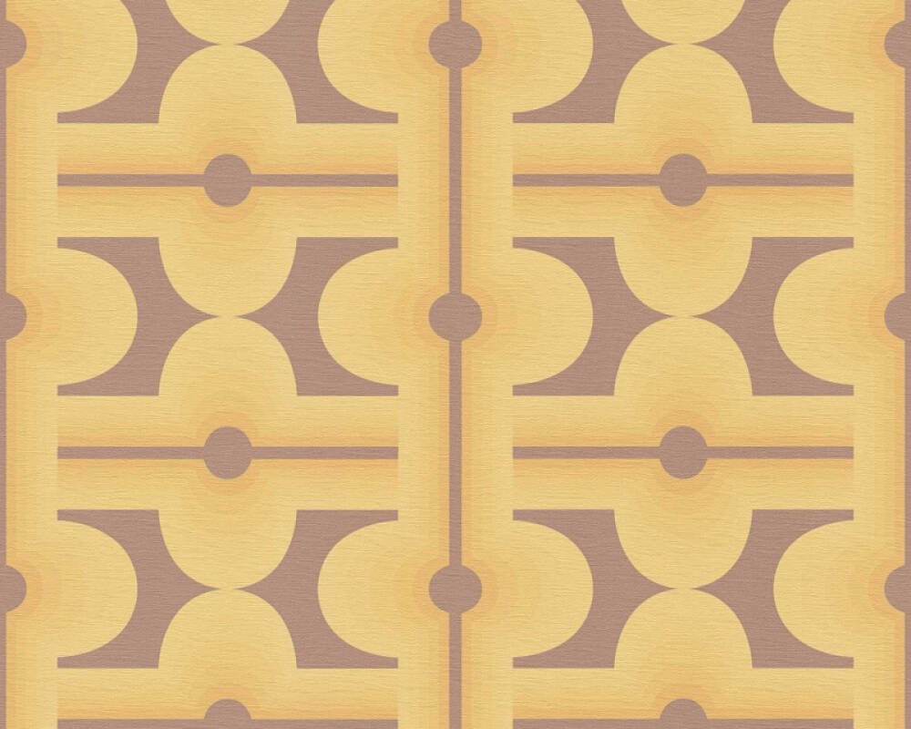 Vliesová tapeta retro, geometrická - hnědá, žlutá 395334 / Tapety na zeď 39533-4 Retro Chic (0,53 x 10,05 m) A.S.Création