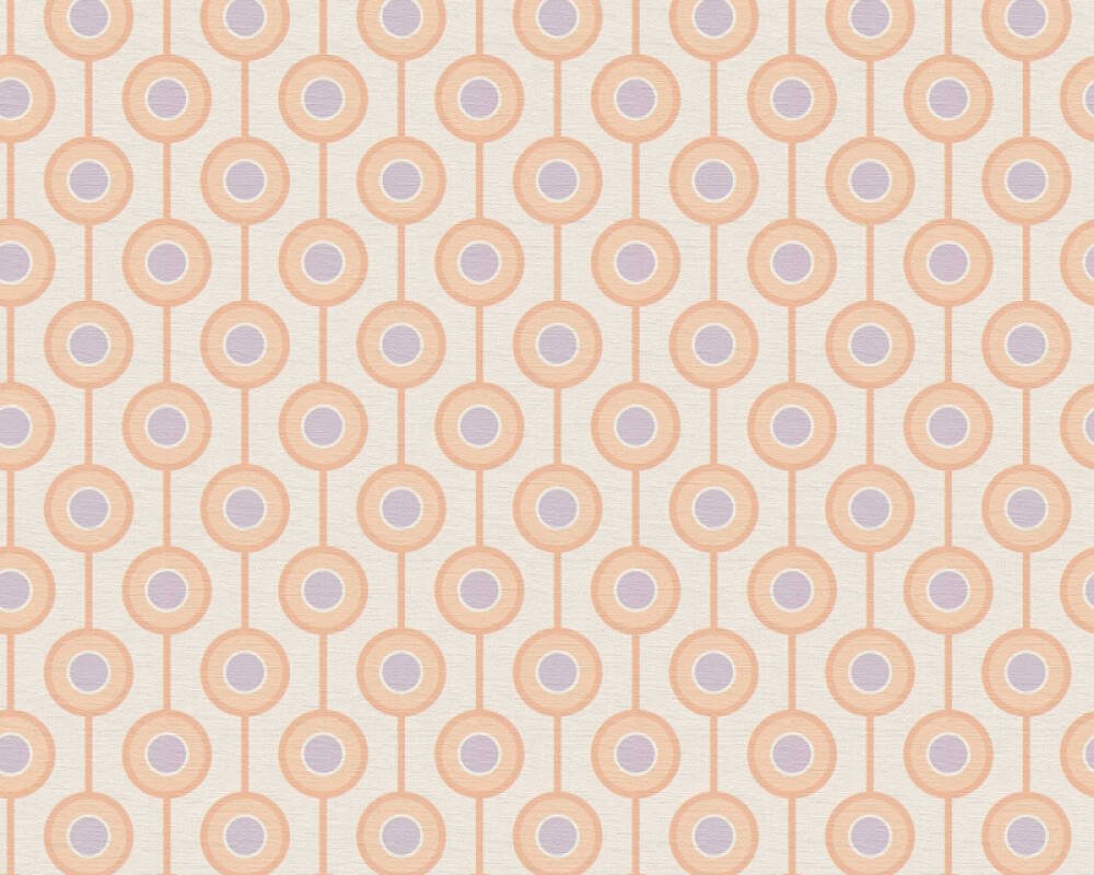 Vliesová tapeta retro, geometrická - fialová, oranžová 395375 / Tapety na zeď 39537-5 retro Chic (0,53 x 10,05 m) A.S.Création