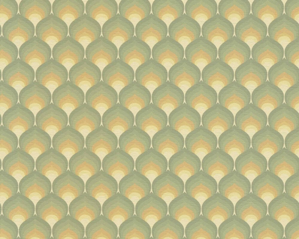 Vliesová tapeta retro, geometrická - zelená, žlutá, hnědá 395381 / Tapety na zeď 39538-1 retro Chic (0,53 x 10,05 m) A.S.Création