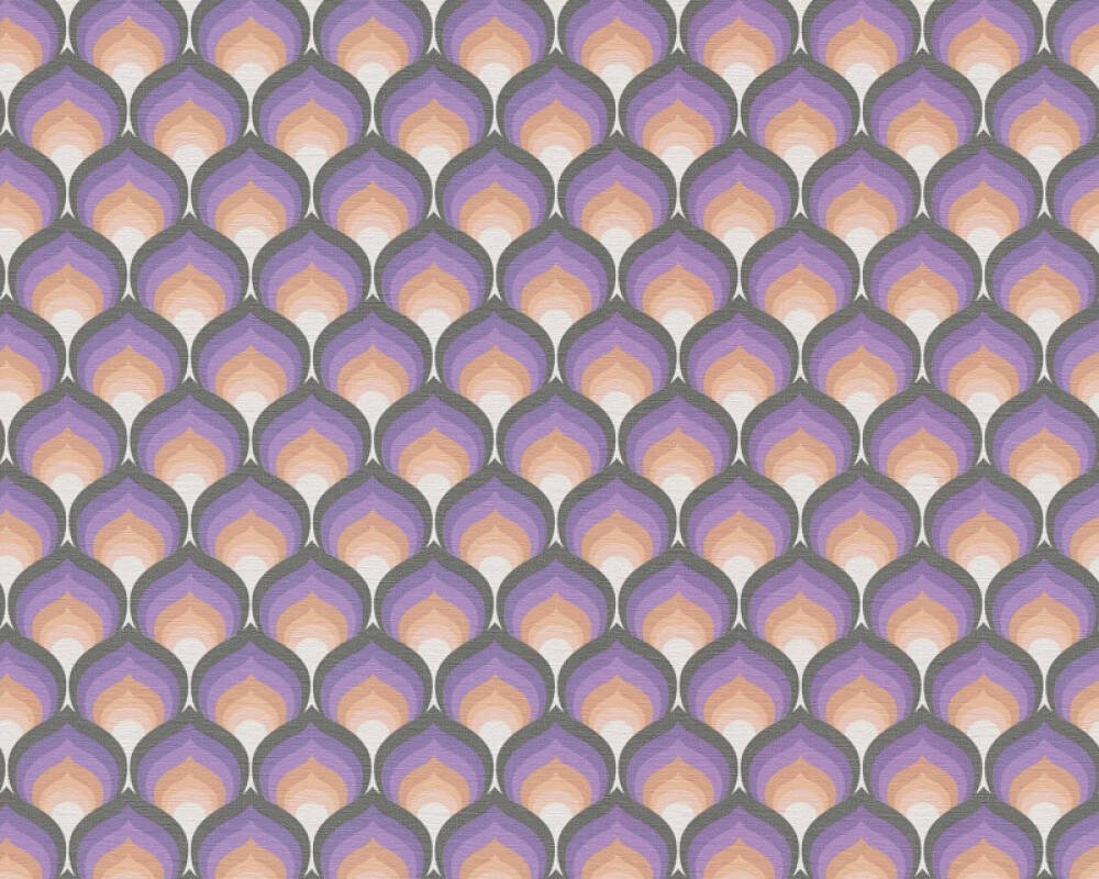 Vliesová tapeta retro, geometrická - fialová, černá, oranžová 395382 / Tapety na zeď 39538-2 retro Chic (0,53 x 10,05 m) A.S.Création